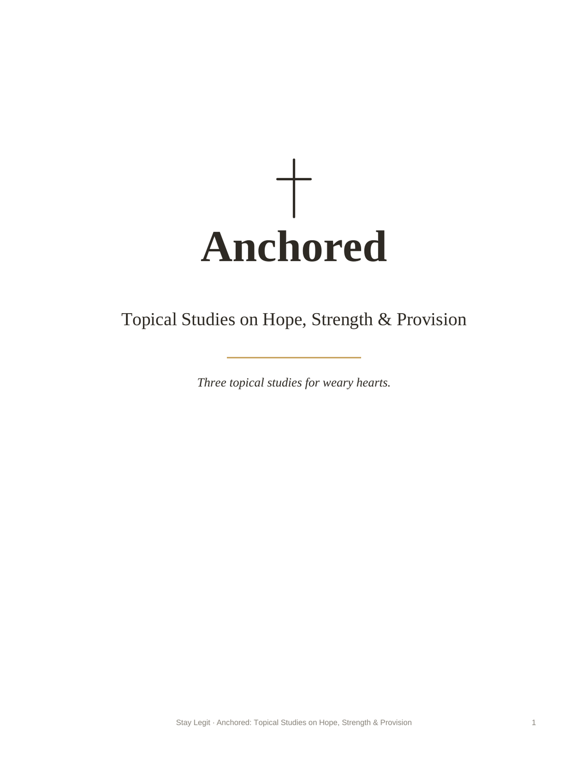Anchored: Topical Studies on Hope, Strength & Provision printable PDF cover