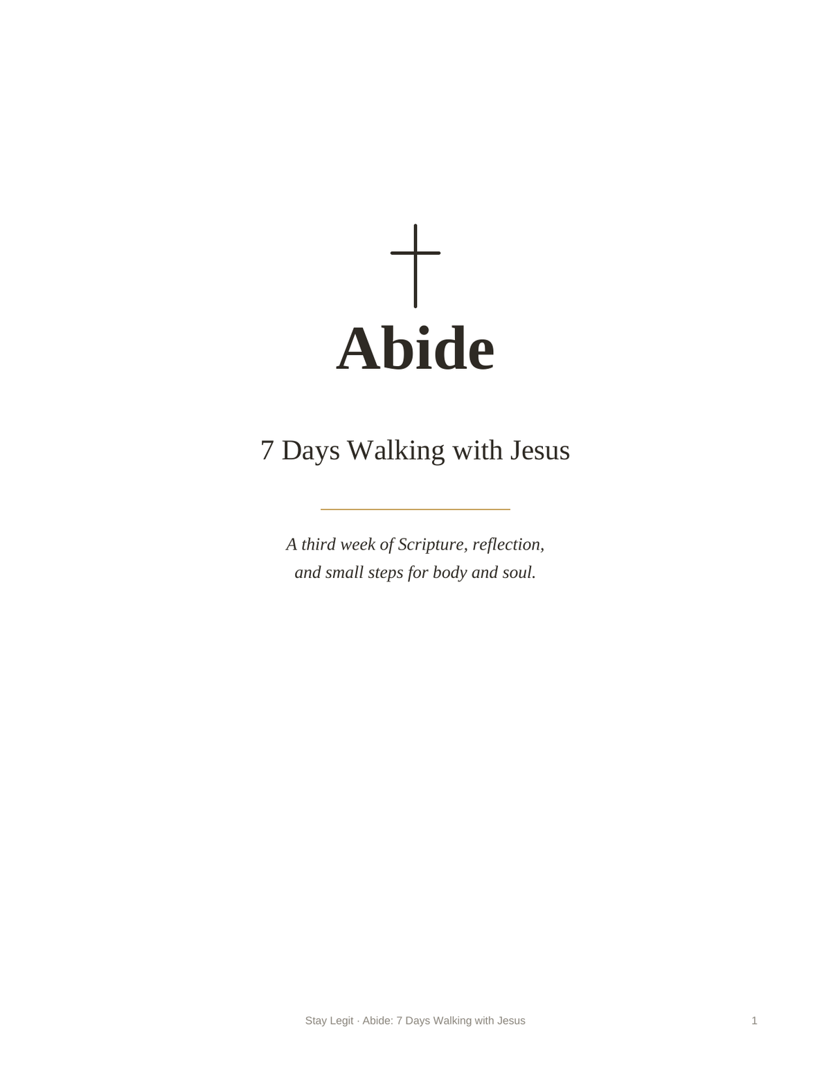 Abide: 7 Days Walking with Jesus printable 7-day devotional PDF cover