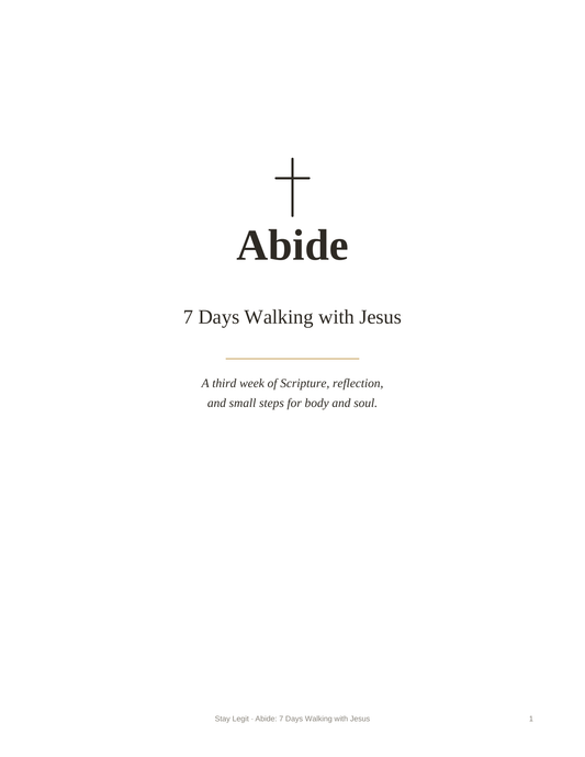 Abide: 7 Days Walking with Jesus printable 7-day devotional PDF cover