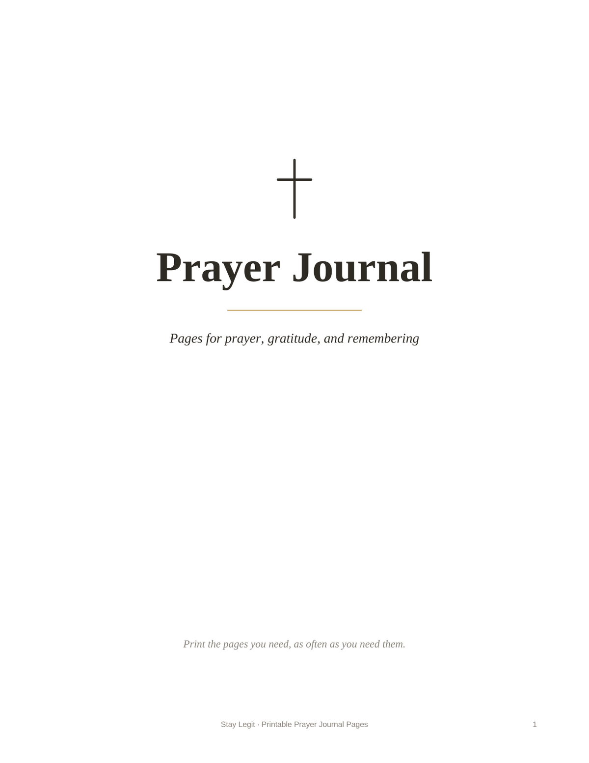 Printable prayer journal pages PDF with daily ACTS prayer page, gratitude list, and prayer trackers