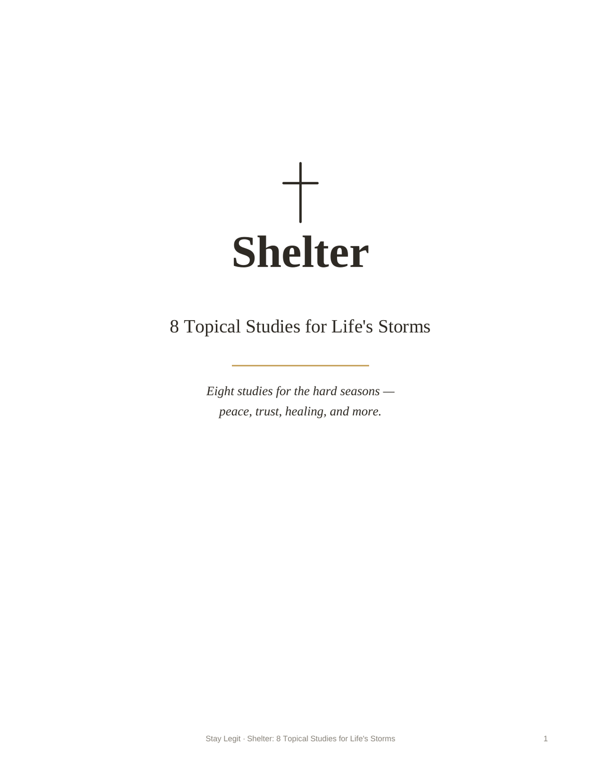 Shelter: 8 Topical Studies for Life's Storms printable PDF cover — Bible studies for hard seasons