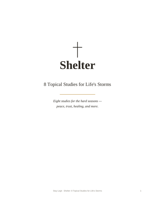 Shelter: 8 Topical Studies for Life's Storms printable PDF cover — Bible studies for hard seasons